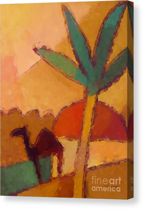 Palm Canvas Print featuring the painting Palm tree Impression by Lutz Baar