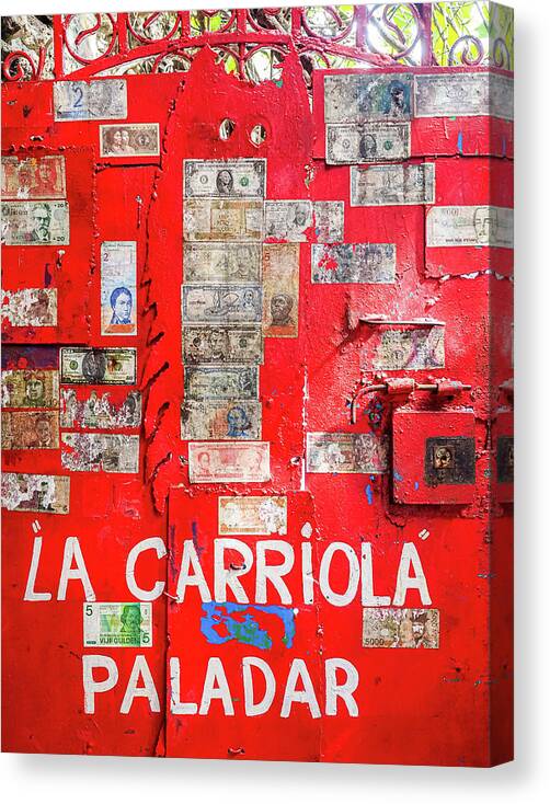 Color Canvas Print featuring the photograph Red Cash Graffiti Art by Jo Ann Tomaselli
