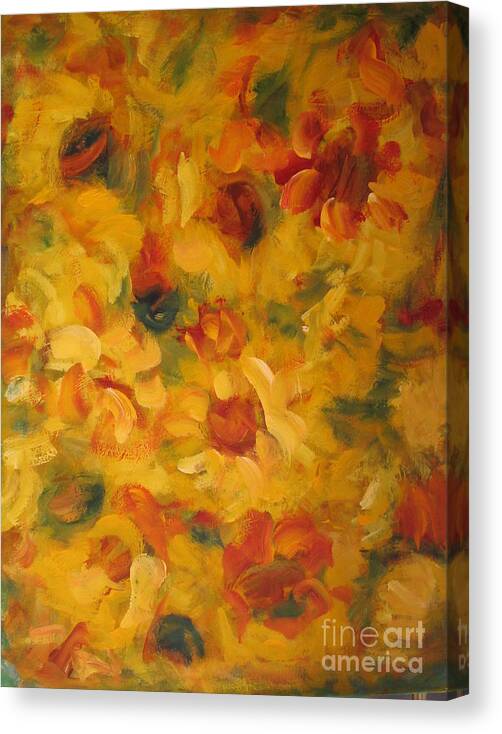 Flowers Field Canvas Print featuring the painting Sun flowers by Fereshteh Stoecklein