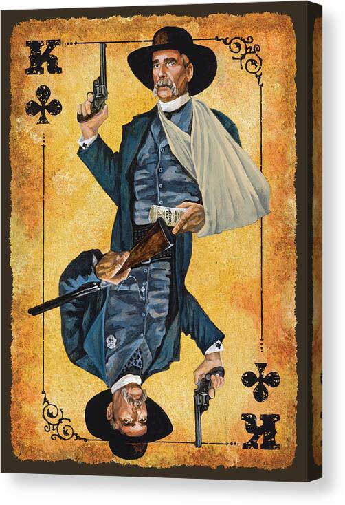 Tombstone Ok Corral Kurt Russell Sam Elliot Wyatt Earp Cowboys Western Val Kilmer Canvas Print featuring the painting King of Clubs by Tim Joyner