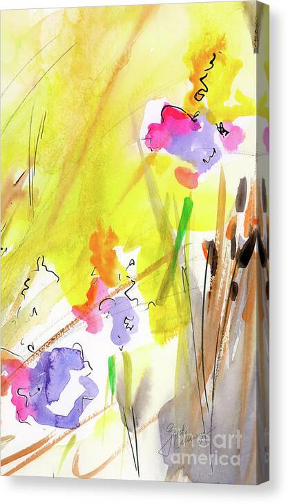 Abstract Canvas Print featuring the painting Abstract Watercolor Summer Splender by Ginette Callaway