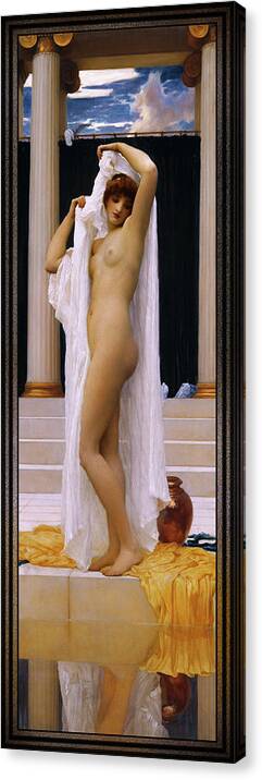 The Bath Of Psyche Canvas Print featuring the painting The Bath of Psyche by Frederic Leighton by Xzendor7