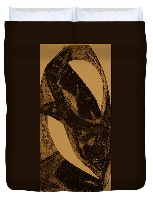 Abstract Duvet Cover featuring the painting A Fungus by Erika Jean Chamberlin