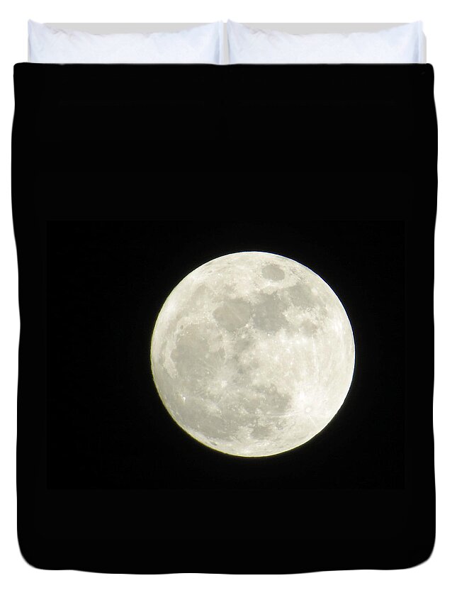 Space Duvet Cover featuring the photograph A Winter'sFullmoon over GA by Aaron Martens