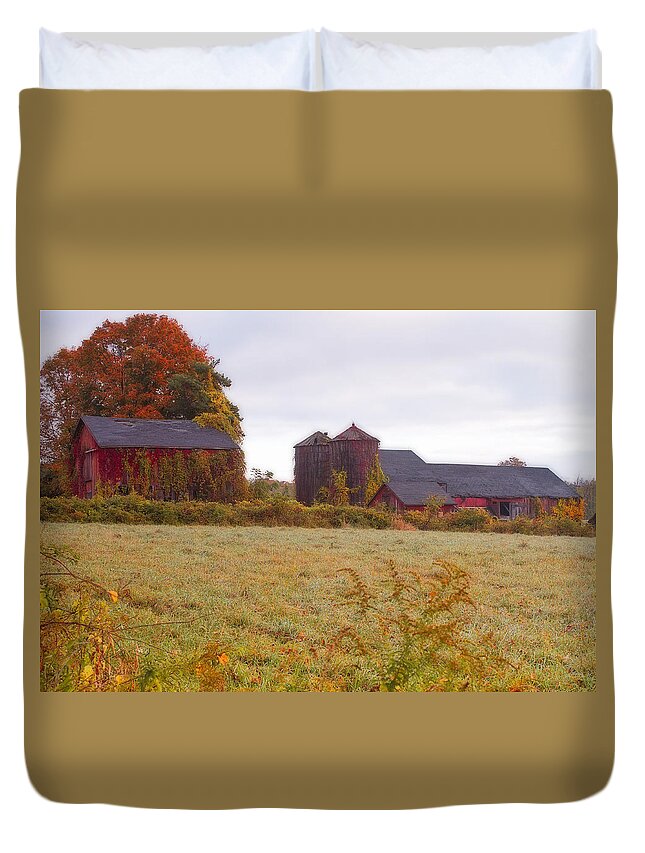 Red Barn Duvet Cover featuring the photograph Abandoned Connecticut Farm by John Vose
