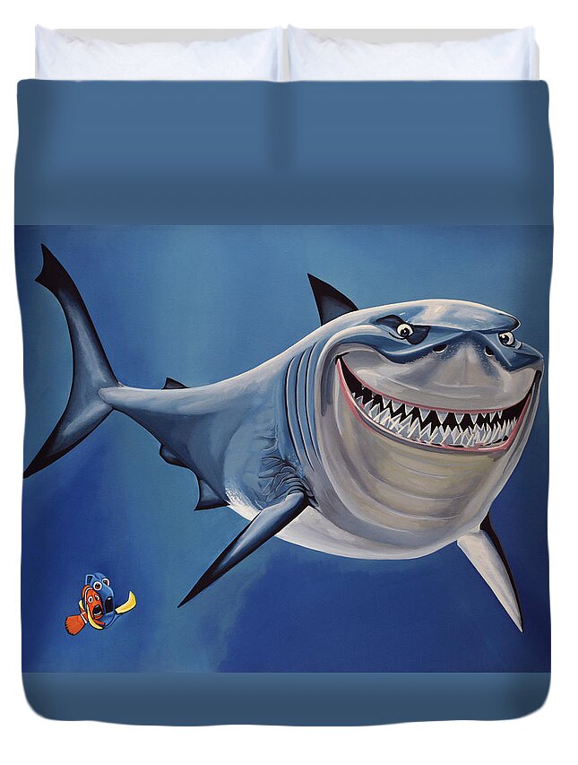 Finding Nemo Duvet Cover featuring the painting Finding Nemo Painting by Paul Meijering