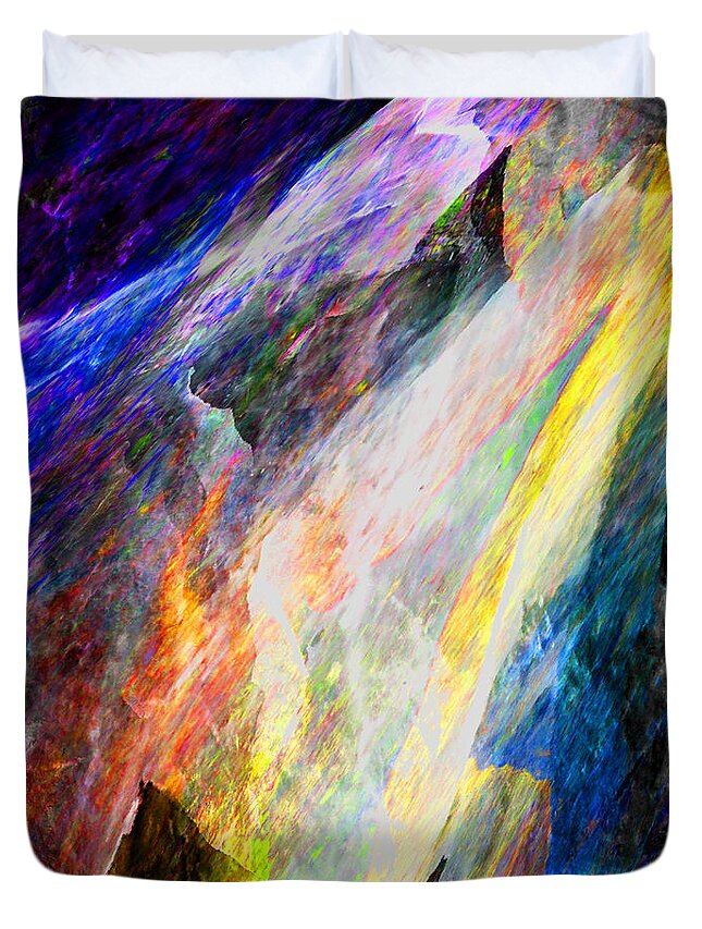 Digital Duvet Cover featuring the digital art First Rainbow by Stephanie Grant