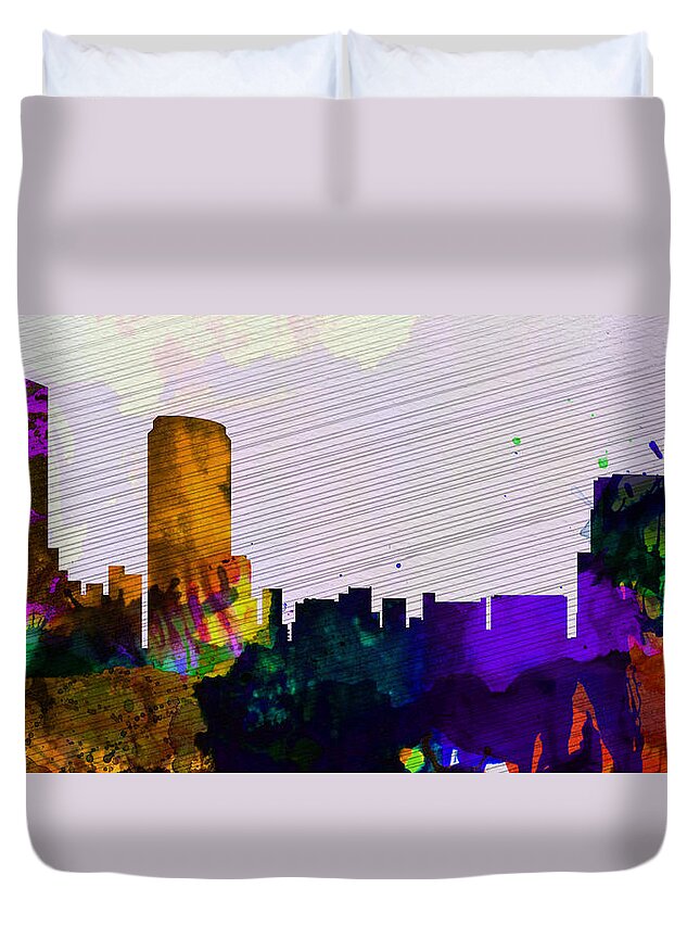 Duvet Cover featuring the painting Grand Rapids City Skyline by Naxart Studio