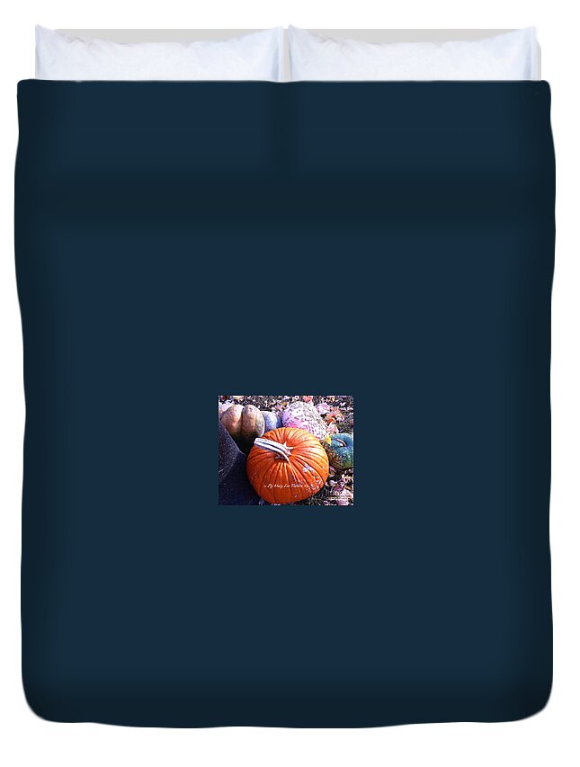Pumpkins Duvet Cover featuring the photograph More pumpkin of the season by MaryLee Parker