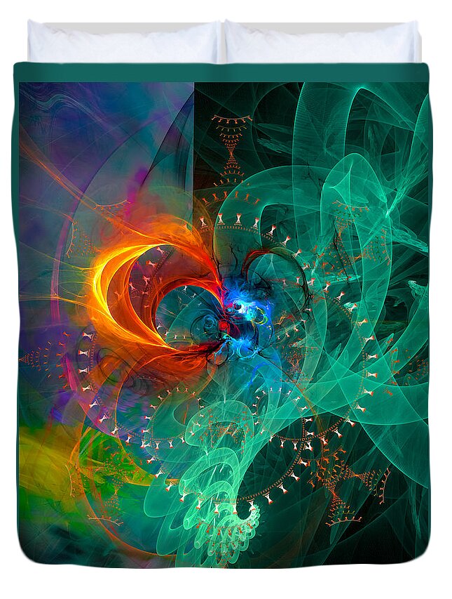 Abstract Duvet Cover featuring the digital art Parallel Reality - Colorful Digital Abstract Art by Modern Abstract