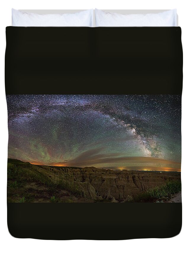 Milky Way Duvet Cover featuring the photograph Pinnacles Overlook at Night by Aaron J Groen