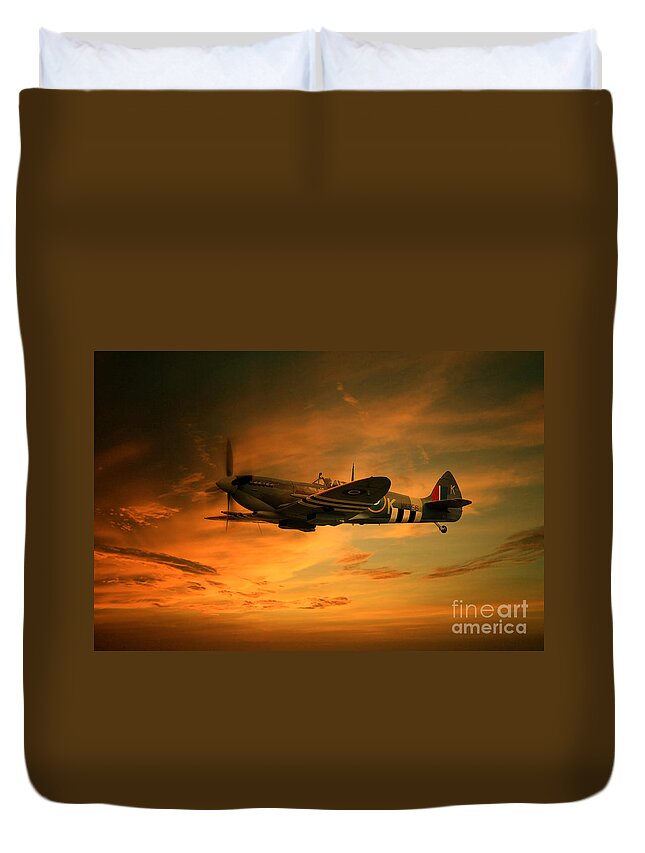 Spitfire Art Duvet Cover featuring the digital art Spitfire Glory by Airpower Art