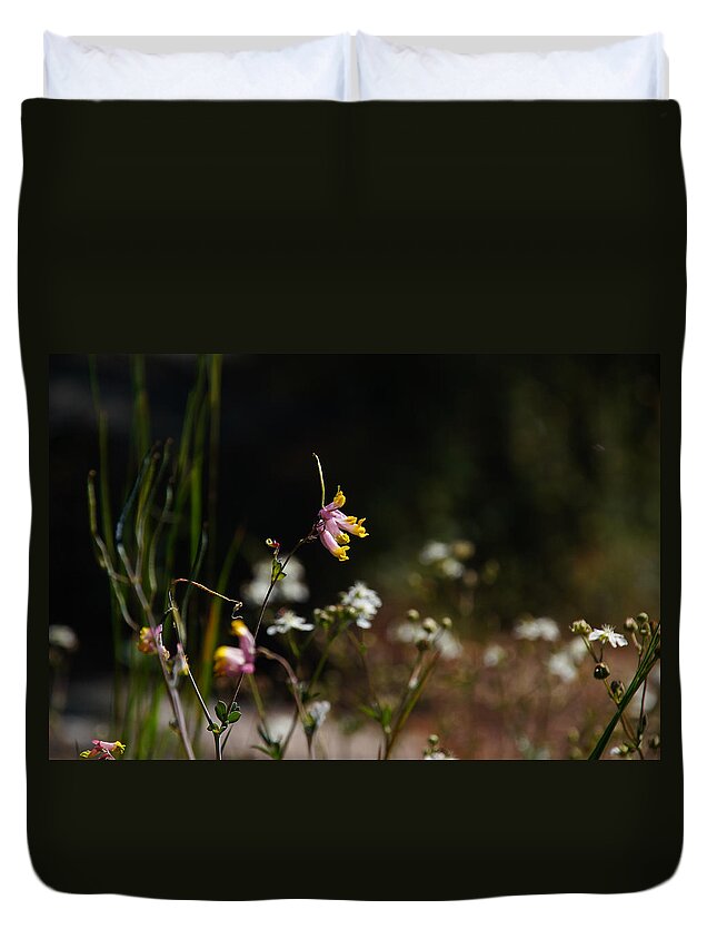 Middle Mountain Duvet Cover featuring the photograph Tall Corydalis by Rockybranch Dreams