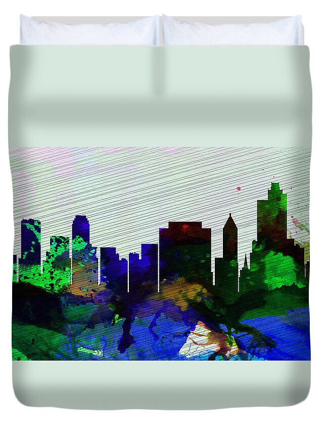 Tulsa Duvet Cover featuring the painting Tulsa City Skyline by Naxart Studio