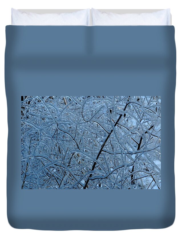 Ice Duvet Cover featuring the photograph Vegetation After Ice Storm by Daniel Reed
