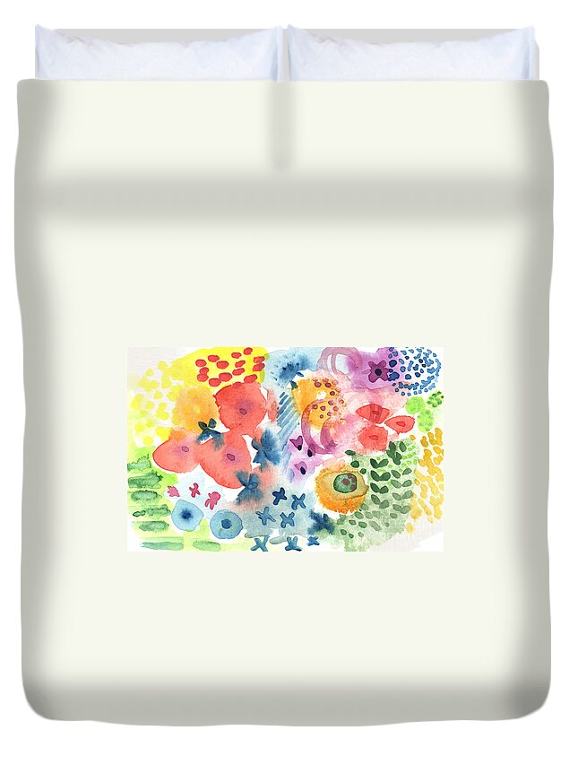 Watercolor Duvet Cover featuring the painting Watercolor Garden by Linda Woods