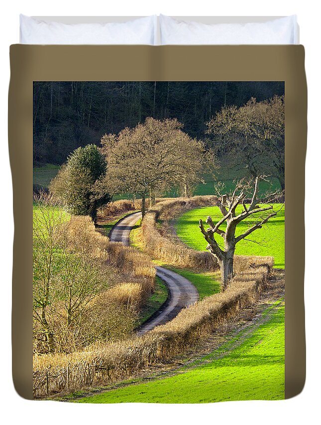 Fields Duvet Cover featuring the photograph Winding Country Lane by Tony Murtagh