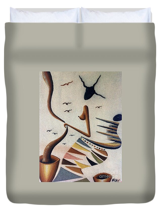Oasis Gallery Duvet Cover featuring the photograph Woman and Child by Fania Simon