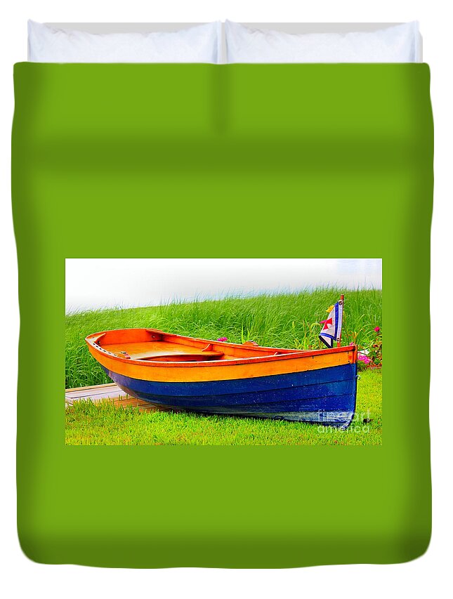 Row Boat Duvet Cover featuring the photograph Wood Row Boat by Judy Palkimas