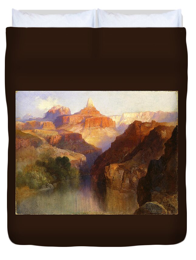 Thomas Moran Duvet Cover featuring the painting Zoroaster Peak Grand Canyon Arizona by Thomas Moran