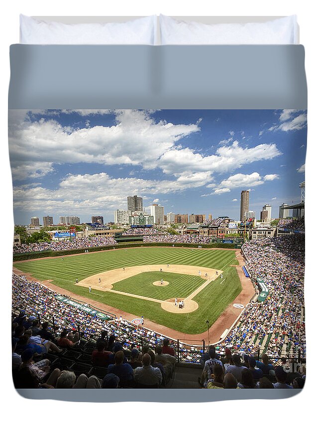 Chicago Duvet Cover featuring the photograph 0415 Wrigley Field Chicago by Steve Sturgill