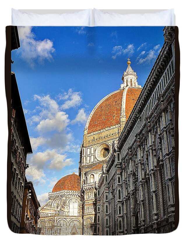 The Duvet Cover featuring the photograph 0821 The Basilica of Santa Maria del Fiore - Florence Italy by Steve Sturgill