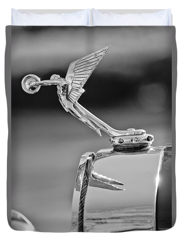 1927 Isotta-fraschini Tipo 8a Boat-tail Tourer Hood Ornament Duvet Cover featuring the photograph 1927 Isotta-Fraschini Tipo 8A Boat-Tail Tourer Hood Ornament by Jill Reger