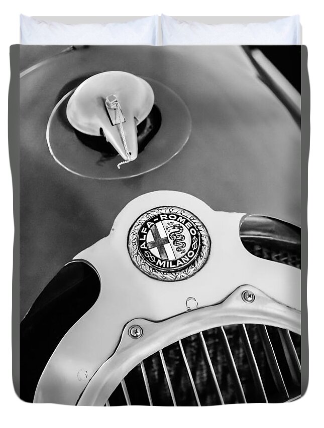 1935 Alfa Romeo 8c-35 Grille Emblem Duvet Cover featuring the photograph 1935 Alfa Romeo 8C-35 Grille Emblem by Jill Reger