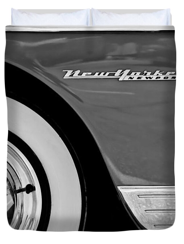 1950 Chrysler New Yorker Coupe Wheel Emblem Duvet Cover featuring the photograph 1950 Chrysler New Yorker Coupe Wheel Emblem by Jill Reger