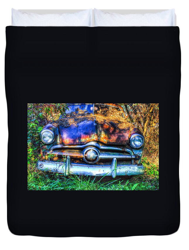  Duvet Cover featuring the photograph 1950 Ford to be Reconditioned by Douglas Barnett