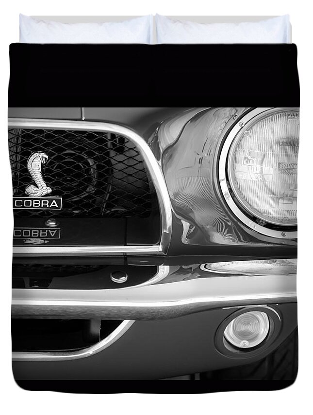 1968 Ford Mustang Fastback 427 Ci Cobra Grille Emblem Duvet Cover featuring the photograph 1968 Ford Mustang Fastback 427 CI Cobra Grille Emblem by Jill Reger