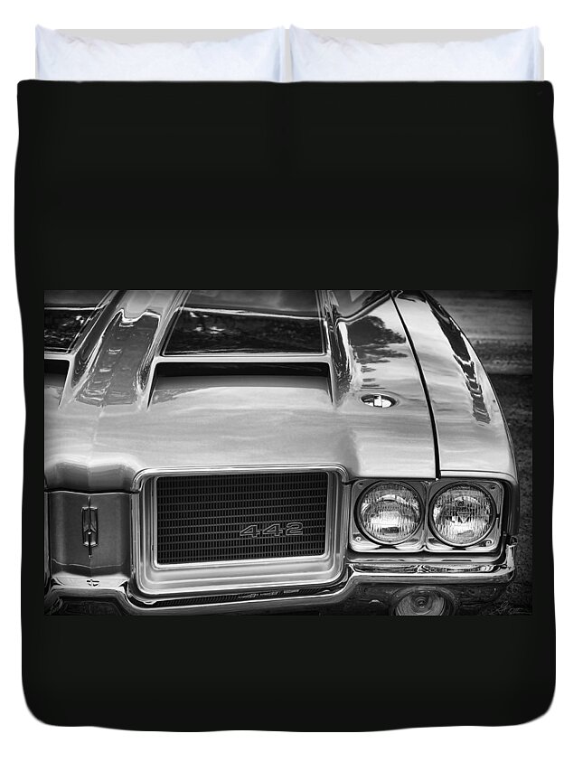 Black Duvet Cover featuring the photograph 1971 Olds 442 W-30 by Gordon Dean II