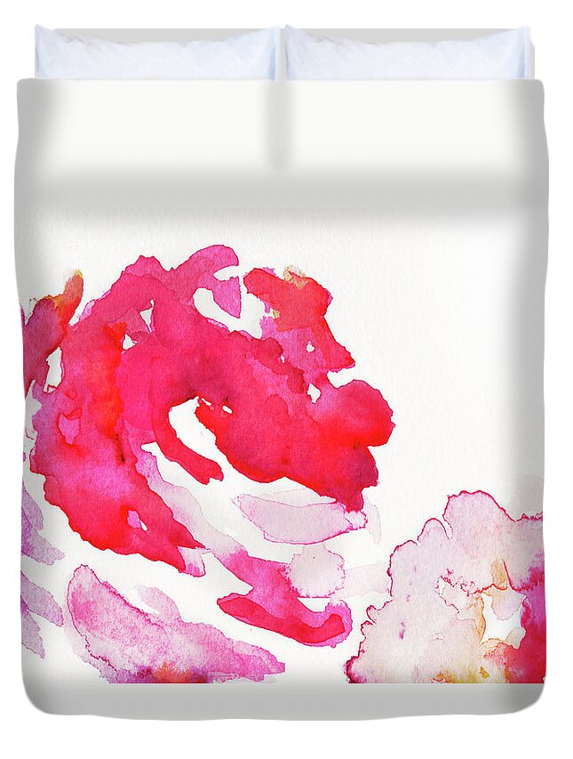 Art Duvet Cover featuring the photograph Abstract Watercolour Flowers #1 by Kathy Collins