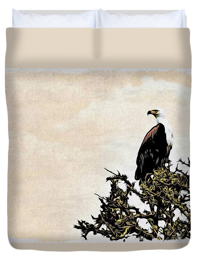 African-fish Eagle Duvet Cover featuring the photograph African Fish Eagle #1 by Perla Copernik