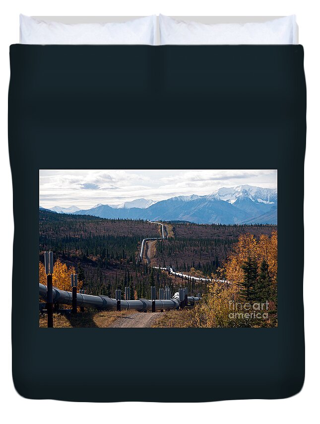 Nature Duvet Cover featuring the photograph Alaska Oil Pipeline by Mark Newman