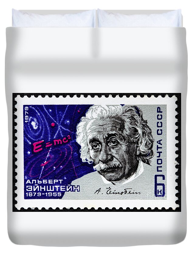 Albert Einstein Duvet Cover featuring the photograph Albert Einstein Stamp by GIPhotoStock
