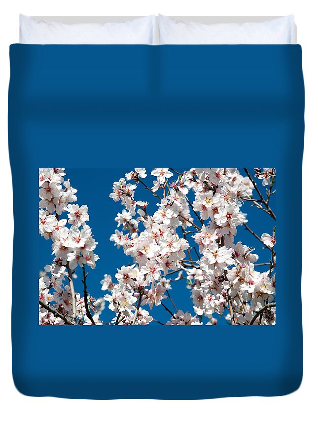Almond Duvet Cover featuring the photograph Almond blossom #1 by Ingela Christina Rahm