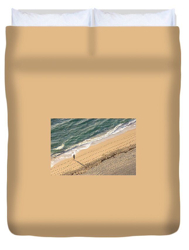 Beach Duvet Cover featuring the photograph Alone #1 by Ed Gleichman