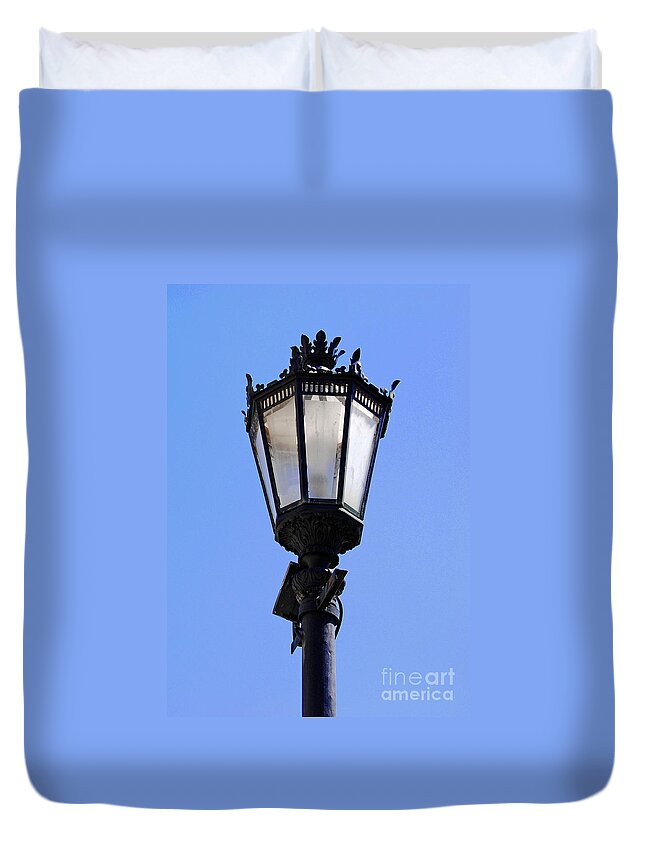Lamp Duvet Cover featuring the photograph Antique lamp post #1 by Luis Alvarenga