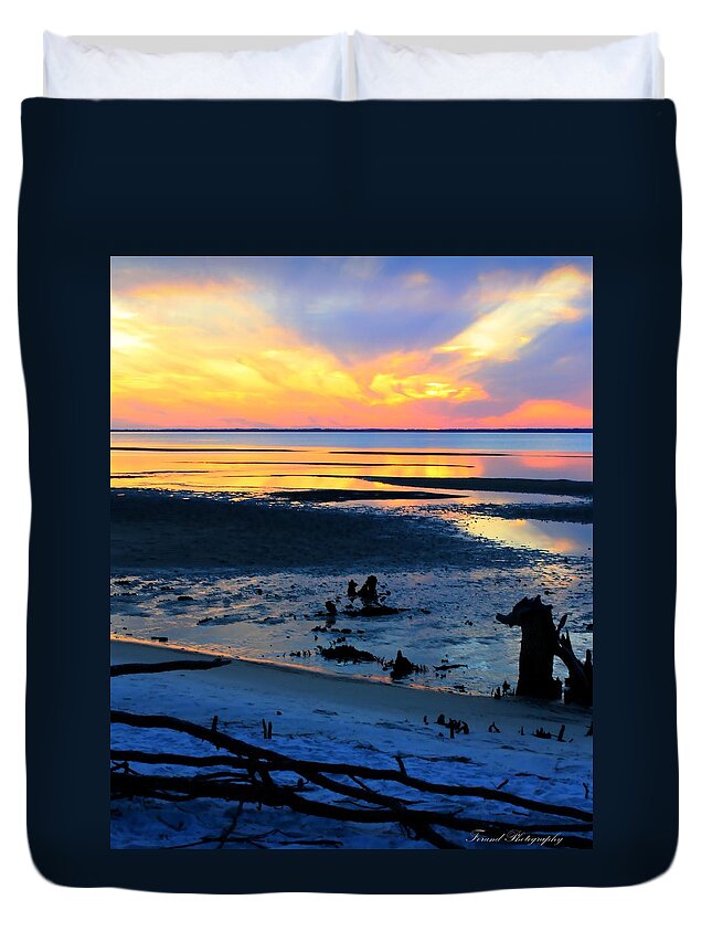 St George Island Duvet Cover featuring the photograph At A Days End by Debra Forand