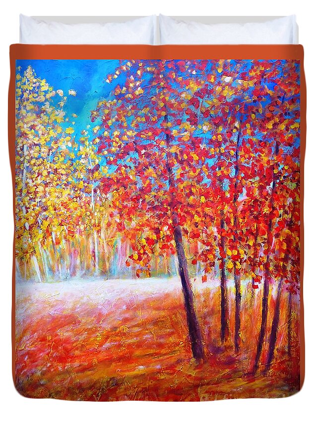 Painting Duvet Cover featuring the painting Autumn #1 by Cristina Stefan