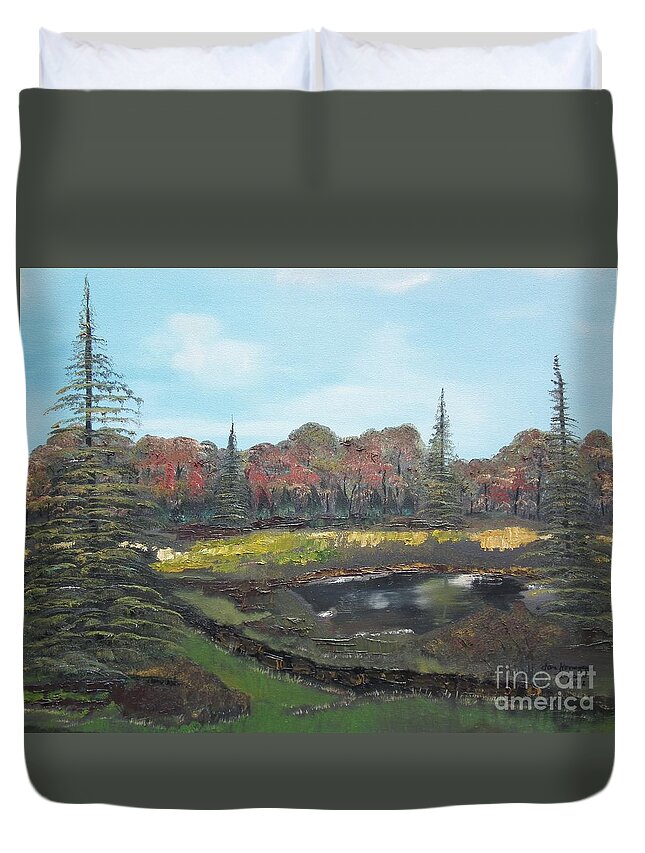 Landscape Duvet Cover featuring the painting Autumn Landscape by Jan Dappen