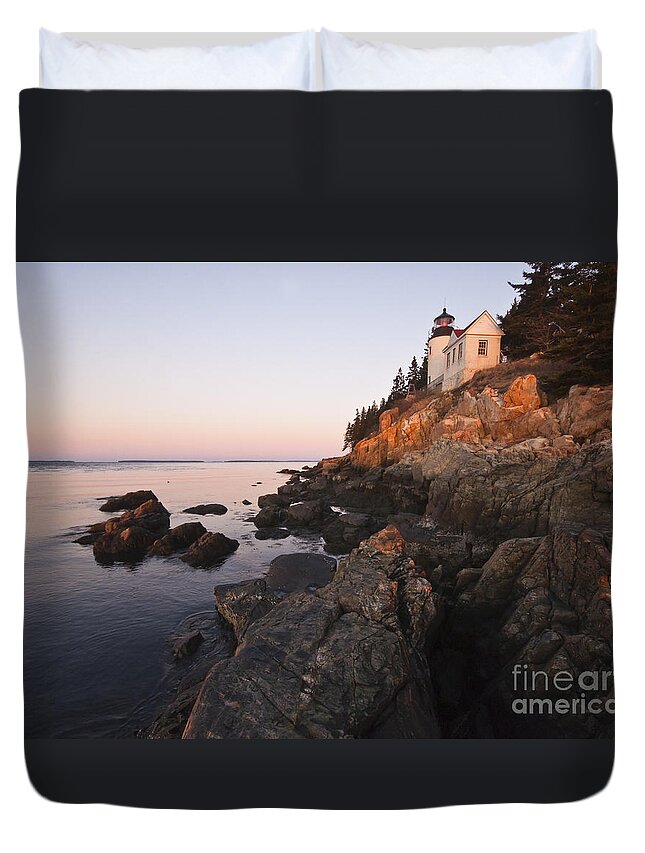 Bass Harbor Lighthouse Duvet Cover featuring the photograph Bass Harbor Lighthouse Acadia National Park #2 by Glenn Gordon