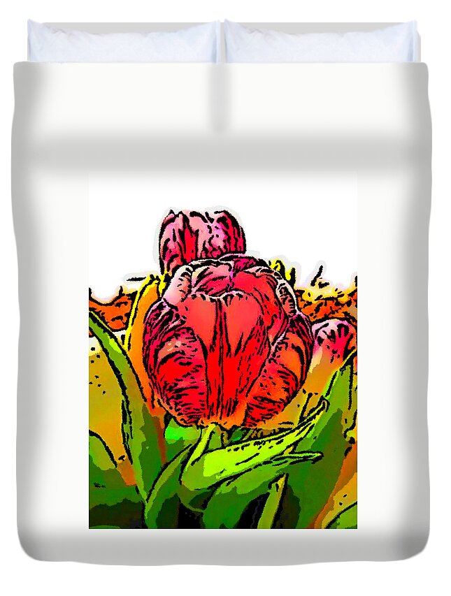 Red Duvet Cover featuring the painting Beautiful Red Rose #1 by Bruce Nutting