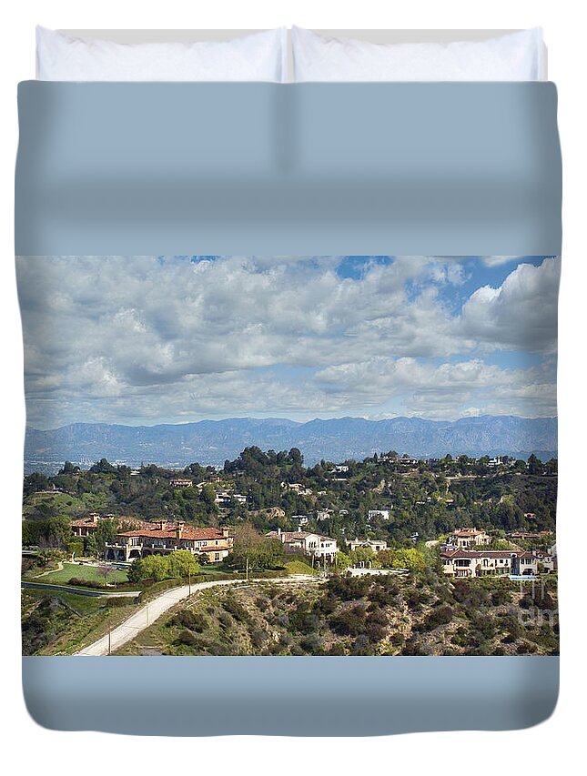 Beverly Park Luxury Homes Duvet Cover featuring the photograph Beverly Park Beverly Ridge Terrace Luxury Residence Homes Beverly Hills CA  #1 by David Zanzinger