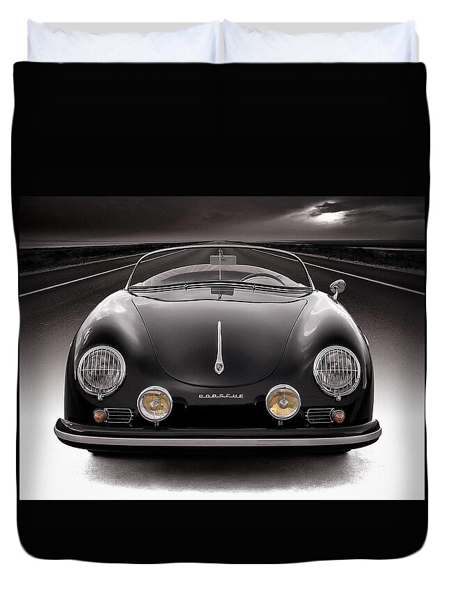 Porsche Duvet Cover featuring the photograph Black Porsche Speedster by Douglas Pittman