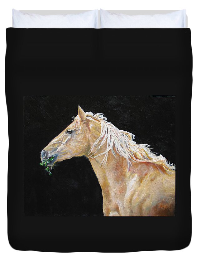 Horse Duvet Cover featuring the painting Blondy by Page Holland
