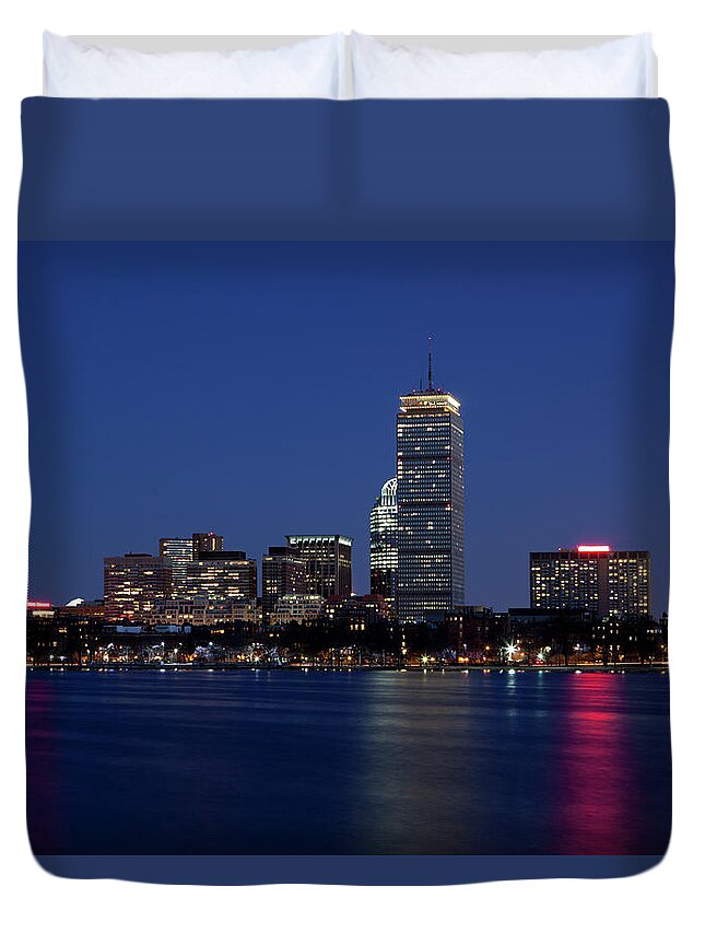 Panoramic Duvet Cover featuring the photograph Boston Skyline #1 by Angiephotos