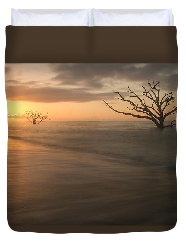 Sea Duvet Cover featuring the photograph Sunrise at Botany Bay Beach by Doug McPherson