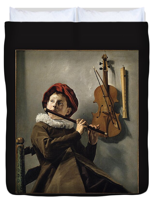 Judith Leyster Duvet Cover featuring the painting Boy playing the Flute by Judith Leyster